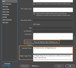 How to Add IPTC Copyright Metadata in Photoshop - RGWords