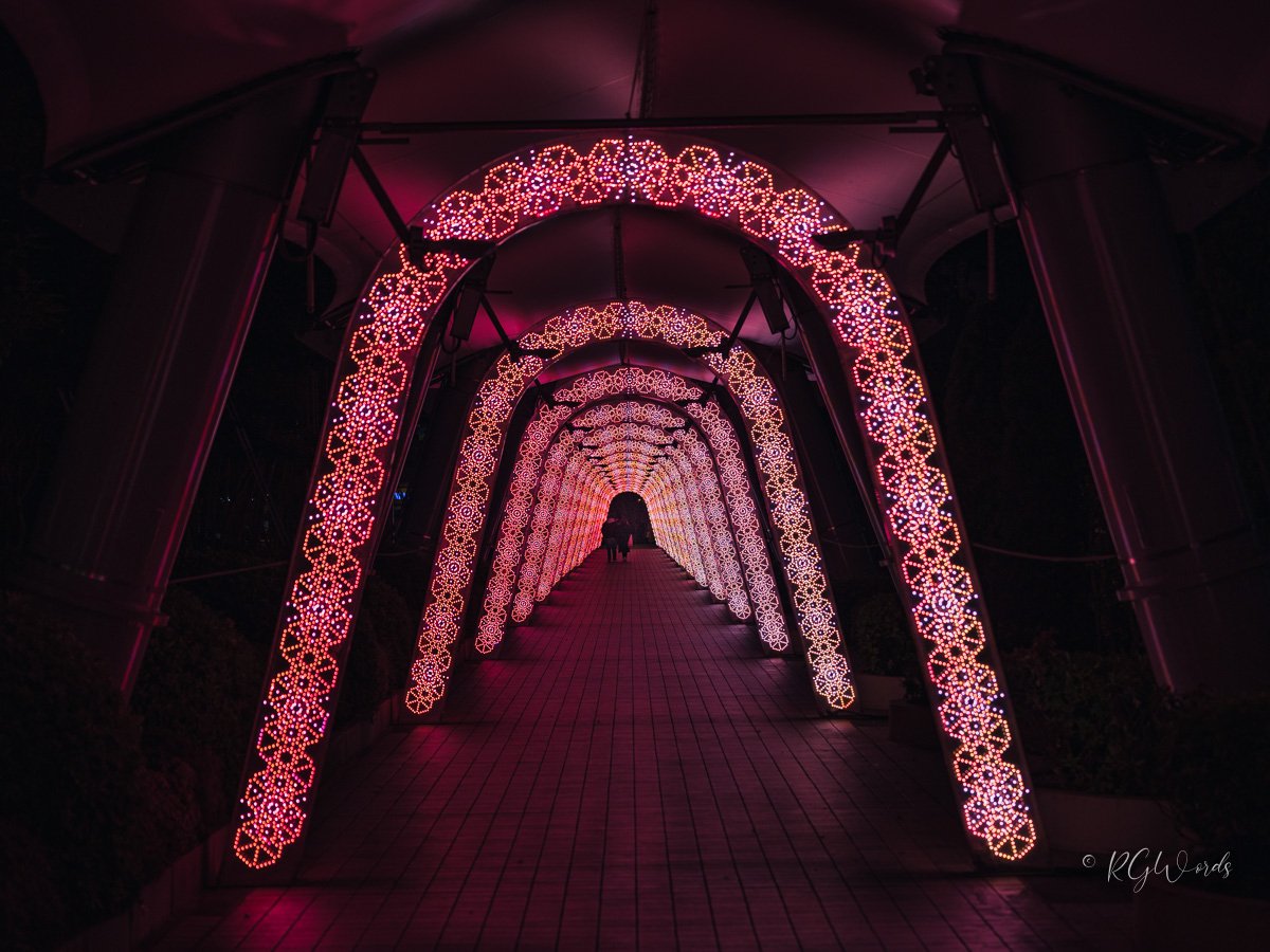 Tokyo Dome City Milky way tunnel at LaQua Area, frame in frame