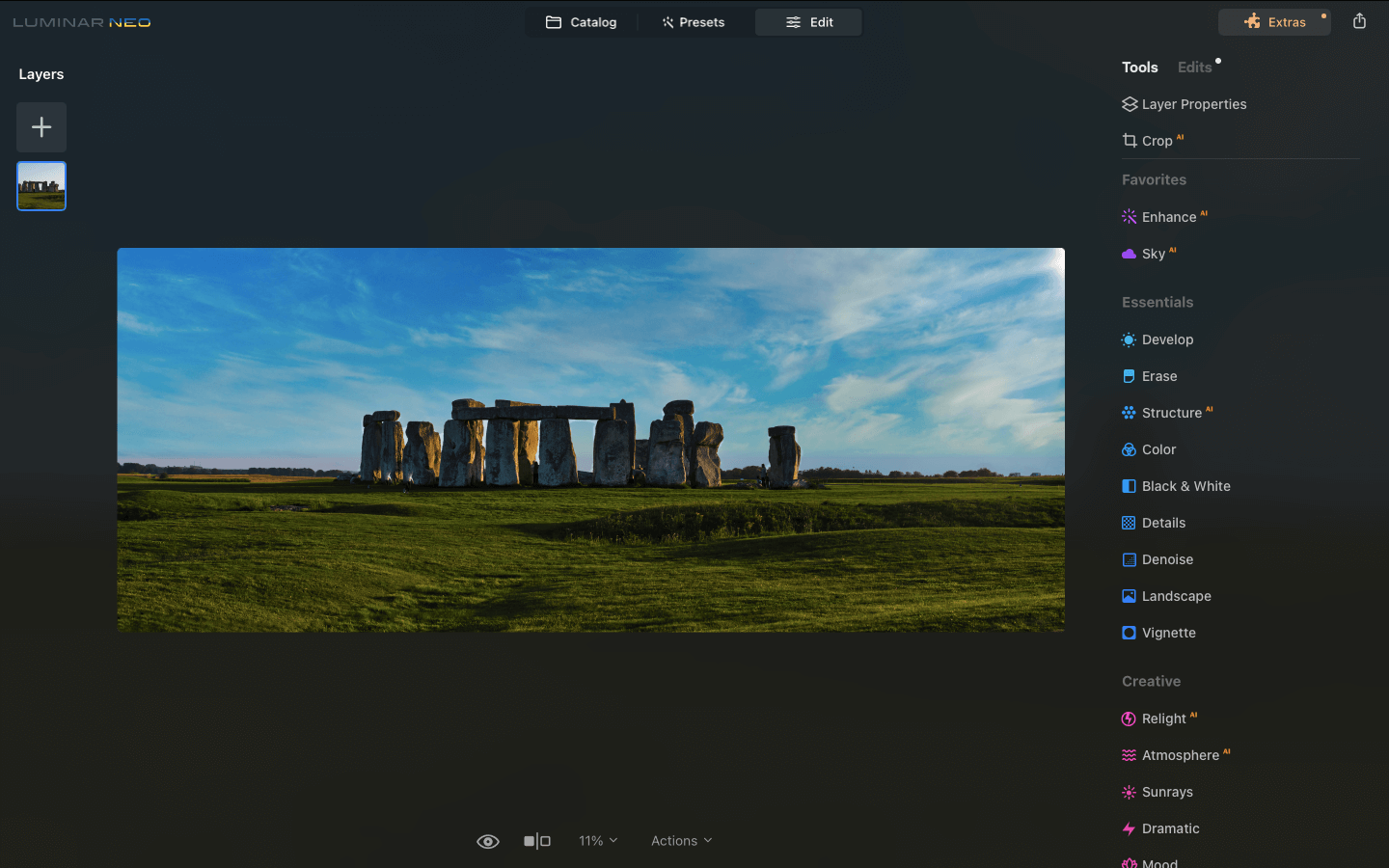 Stonehenge Panorama by RGWords After Editing using Luminar Neo's Panorama Stitching